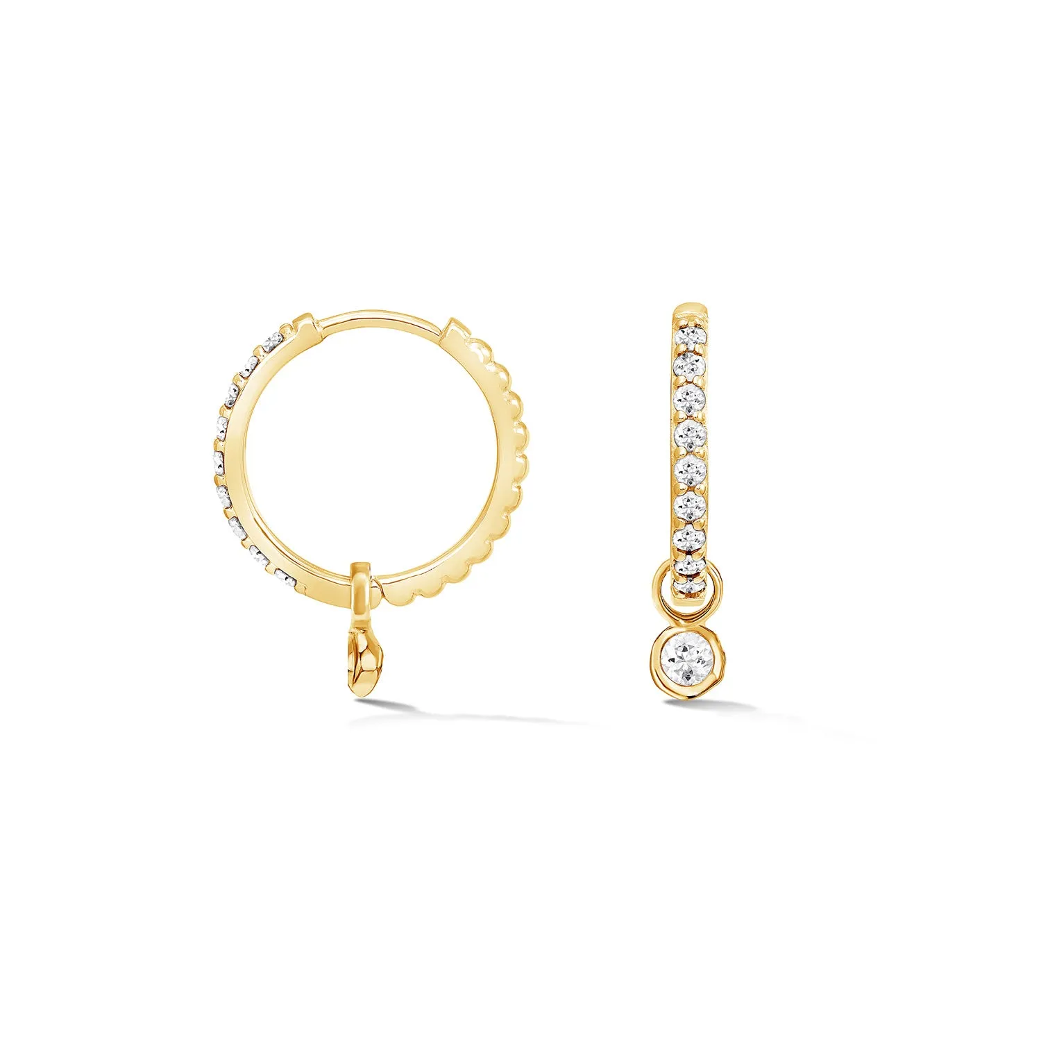 White Sapphire Dewdrop Charm Hoops sold by Dower & Hall
