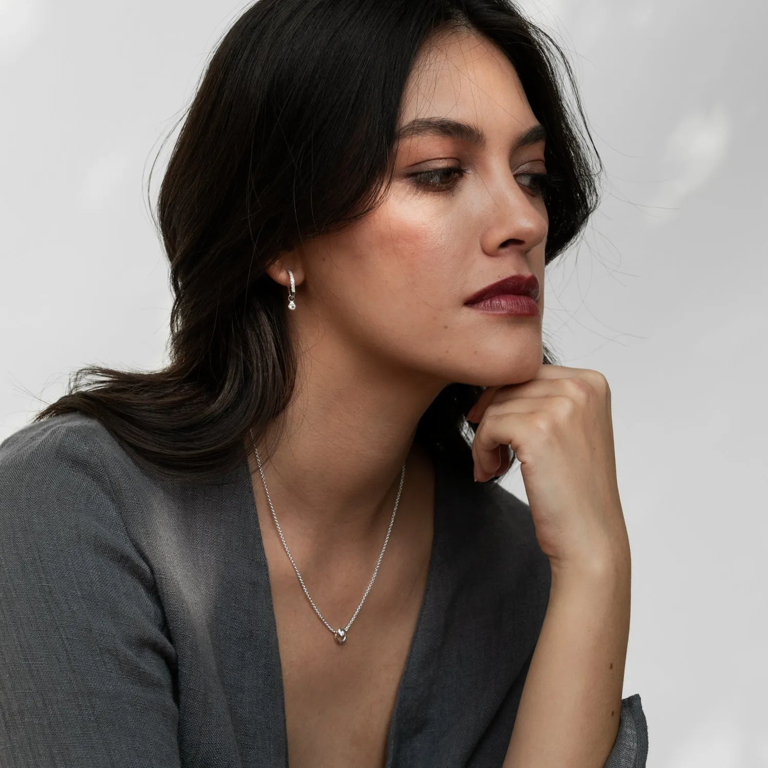 White Sapphire Dewdrop Charm Hoops sold by Dower & Hall product image thumbnail 3