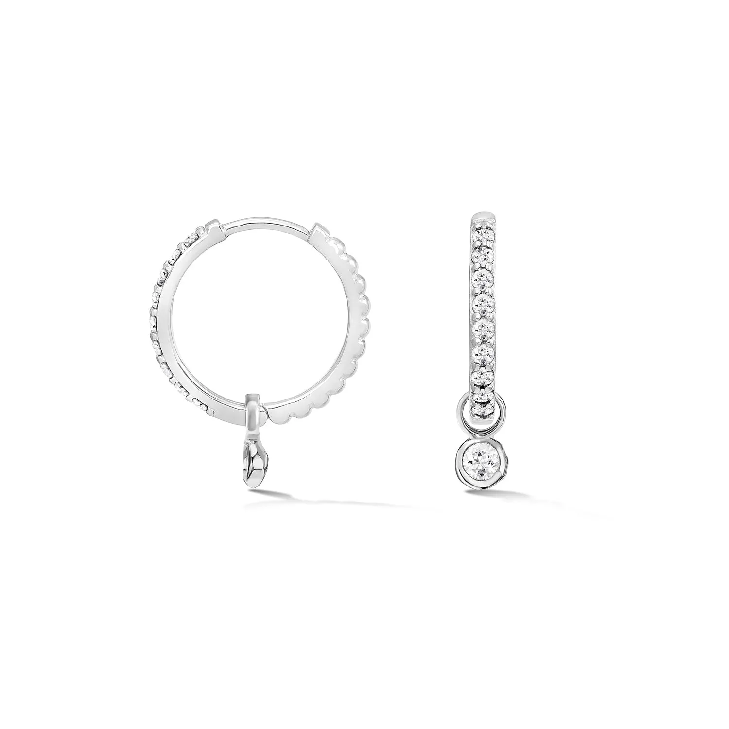 White Sapphire Dewdrop Charm Hoops sold by Dower & Hall product image thumbnail 4