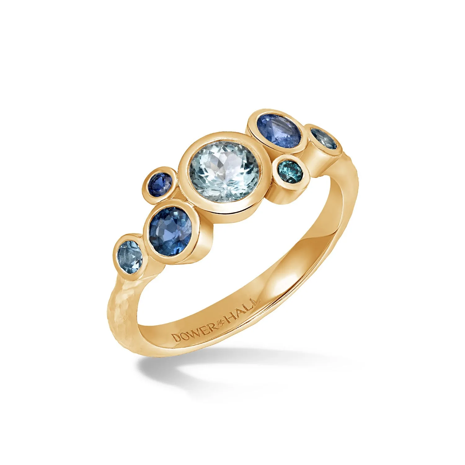 18k Sapphire & Aquamarine Cascade Cluster Ring sold by Dower & Hall product image thumbnail 5