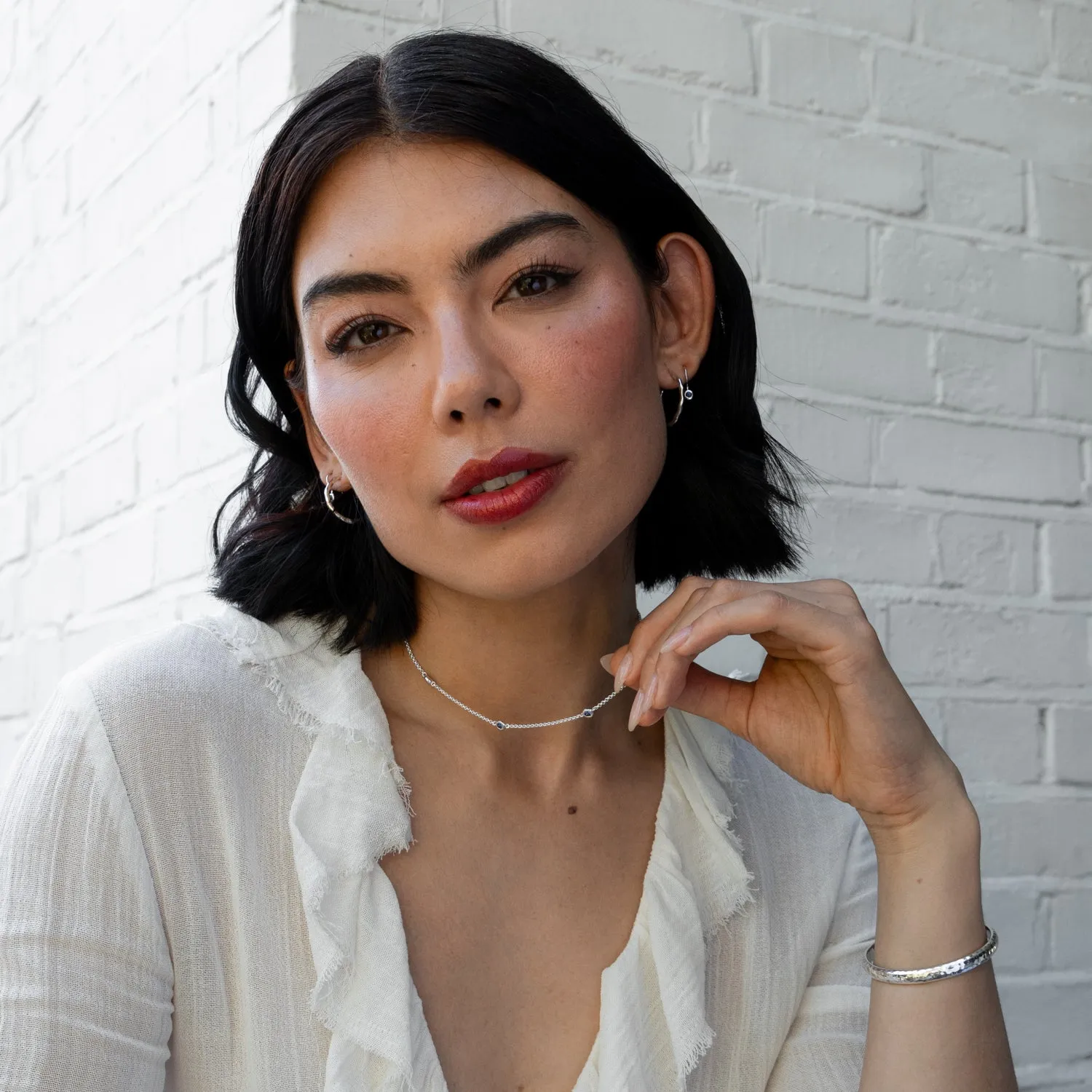 Blue Sapphire Dewdrop Chain Necklace sold by Dower & Hall product image thumbnail 3