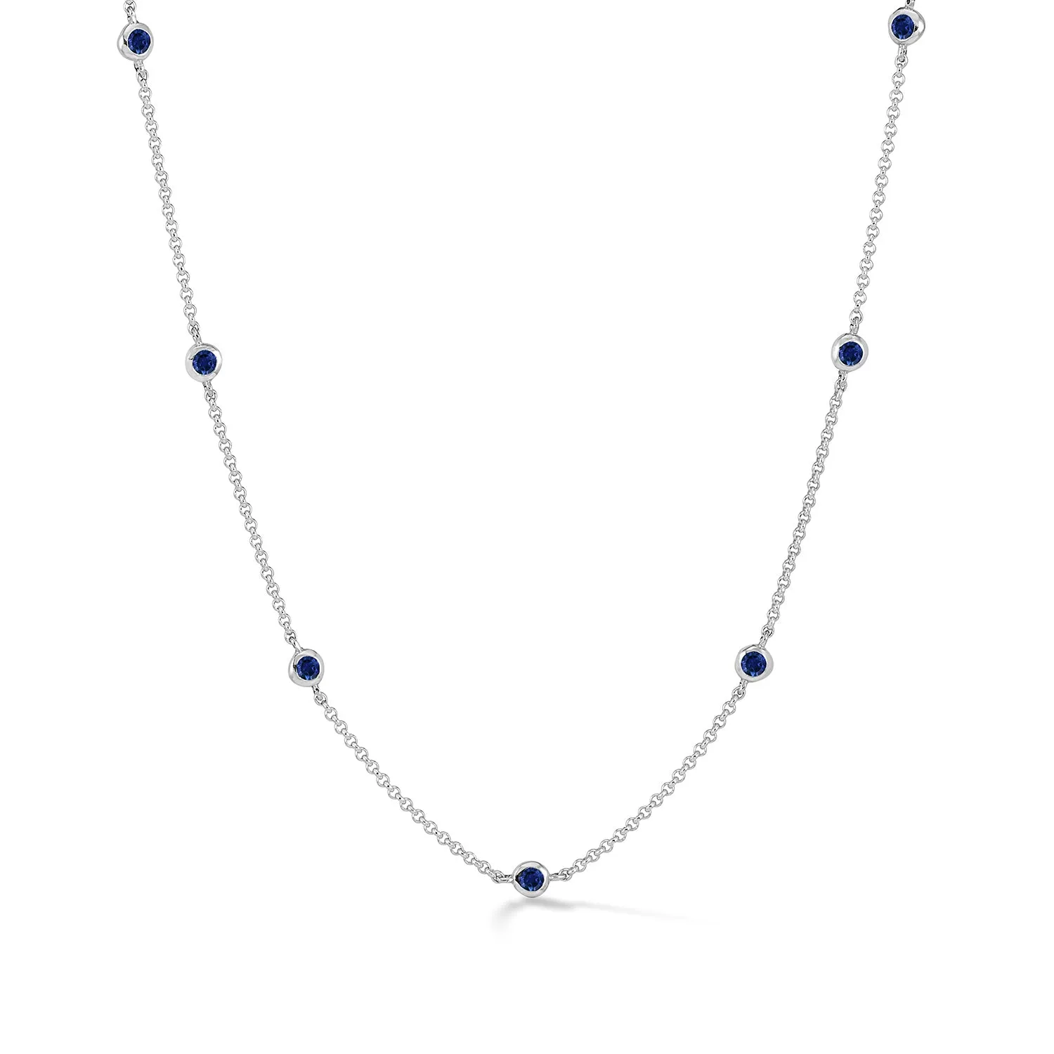Blue Sapphire Dewdrop Chain Necklace sold by Dower & Hall