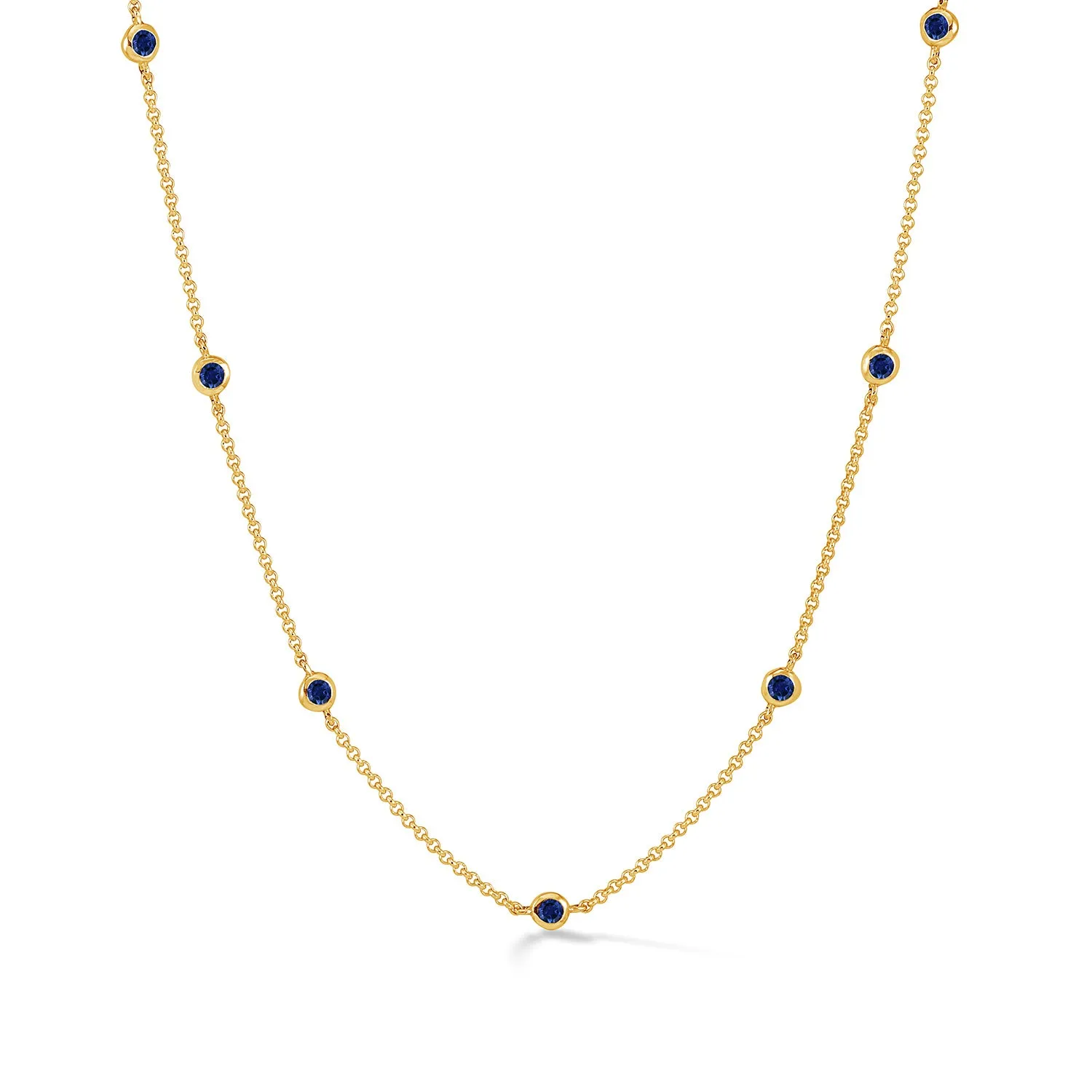 Blue Sapphire Dewdrop Chain Necklace sold by Dower & Hall product image thumbnail 5
