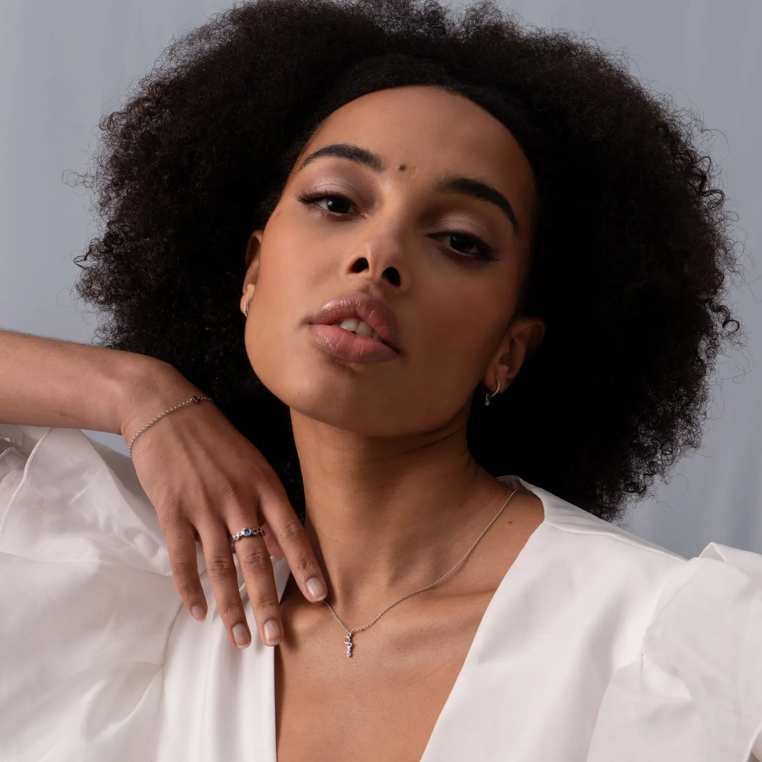 18k Sapphire & Aquamarine Small Cascade Pendant sold by Dower & Hall product image thumbnail 3