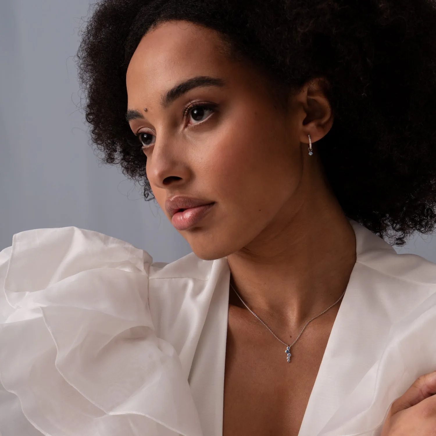 18k Sapphire & Aquamarine Small Cascade Pendant sold by Dower & Hall product image thumbnail 2