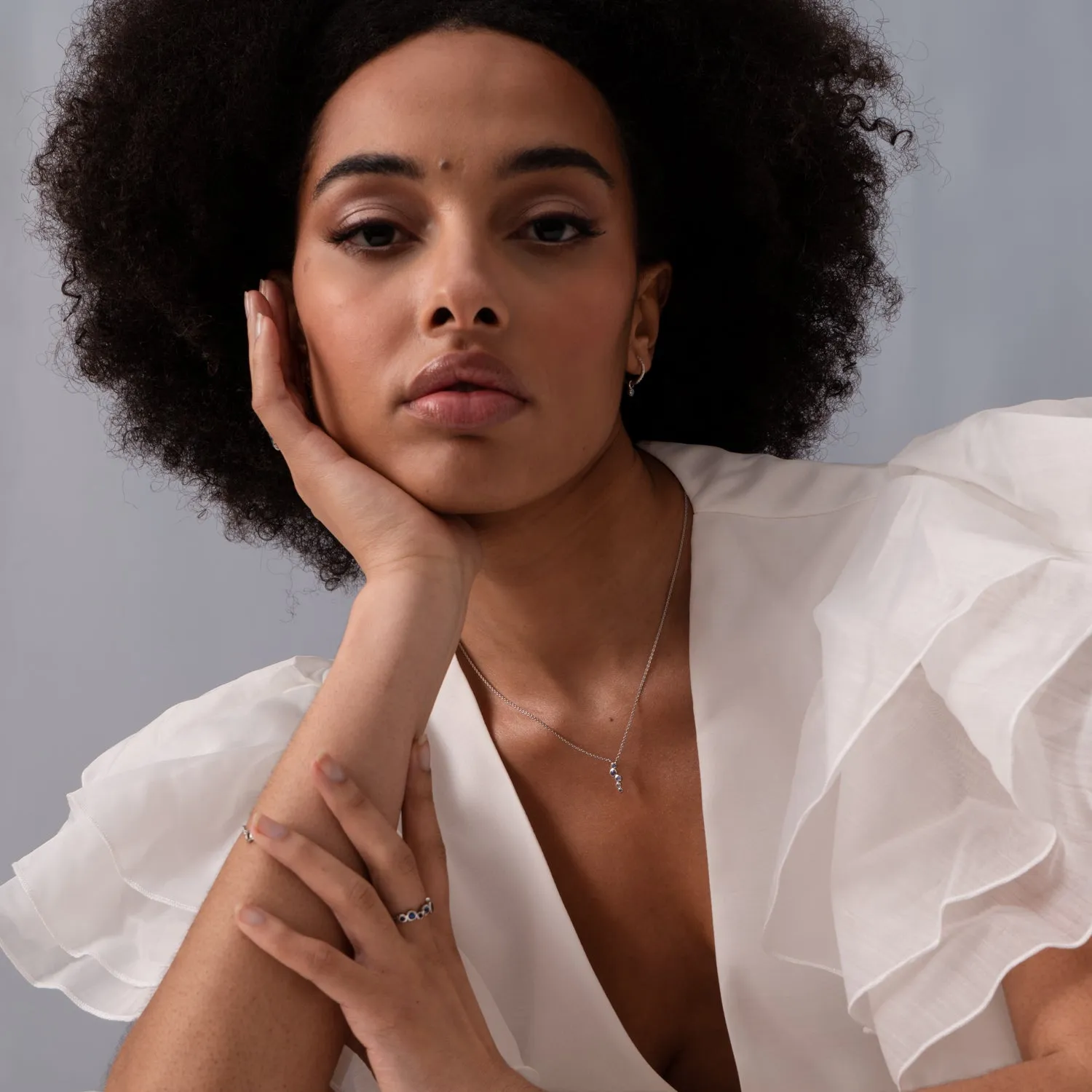 18k Sapphire & Aquamarine Small Cascade Pendant sold by Dower & Hall product image thumbnail 4