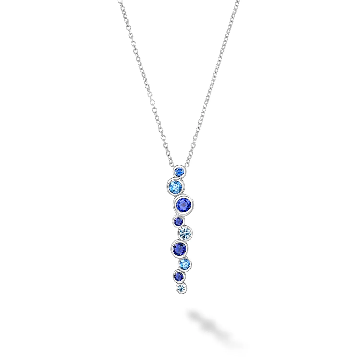 18k Sapphire & Aquamarine Long Cascade Pendant sold by Dower & Hall product image thumbnail 5