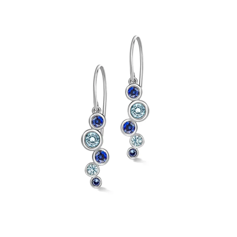 18k Sapphire & Aquamarine Large Cascade Earrings sold by Dower & Hall