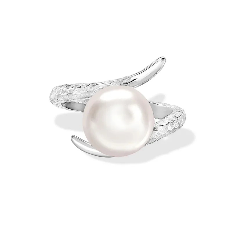 Twisted White Freshwater Pearl Ring sold by Dower & Hall