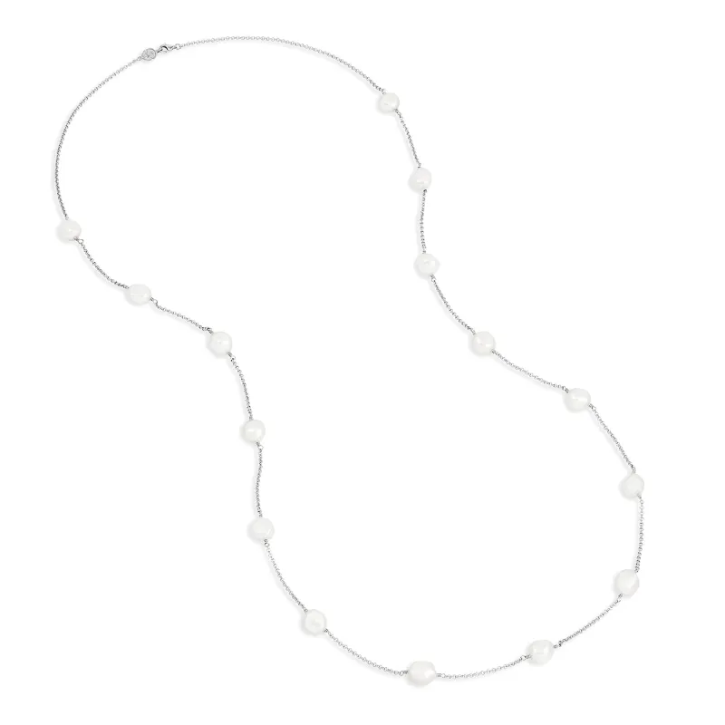 Long White Baroque Pearl Chain Necklace sold by Dower & Hall