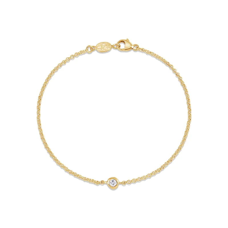 Single White Sapphire Dewdrop Chain Bracelet sold by Dower & Hall