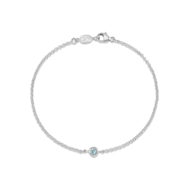 Single Aquamarine Dewdrop Chain Bracelet sold by Dower & Hall