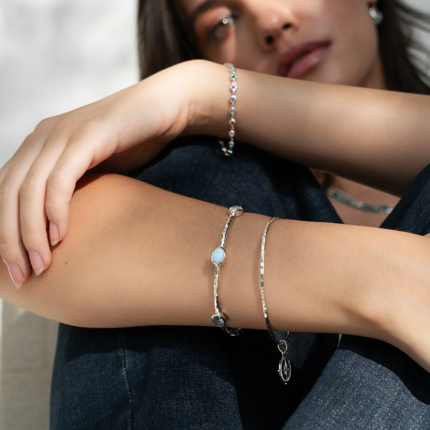 Oval Opal & Topaz Array Bangle sold by Dower & Hall product image thumbnail 3