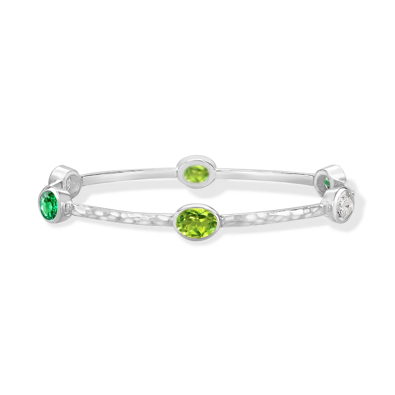 Oval Green Garnet, Peridot & Topaz Array Bangle sold by Dower & Hall