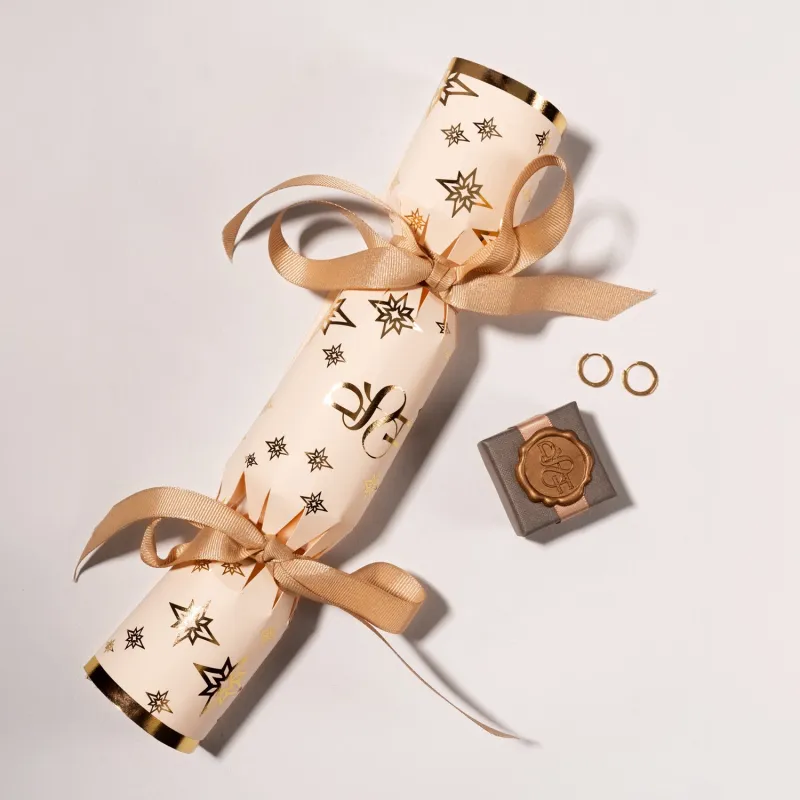 Hammered Huggie Hoops Christmas Cracker made by Dower & Hall