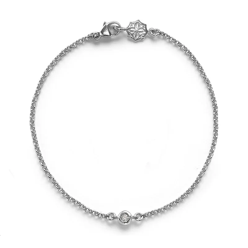9k Single Diamond Dew Chain Bracelet sold by Dower & Hall