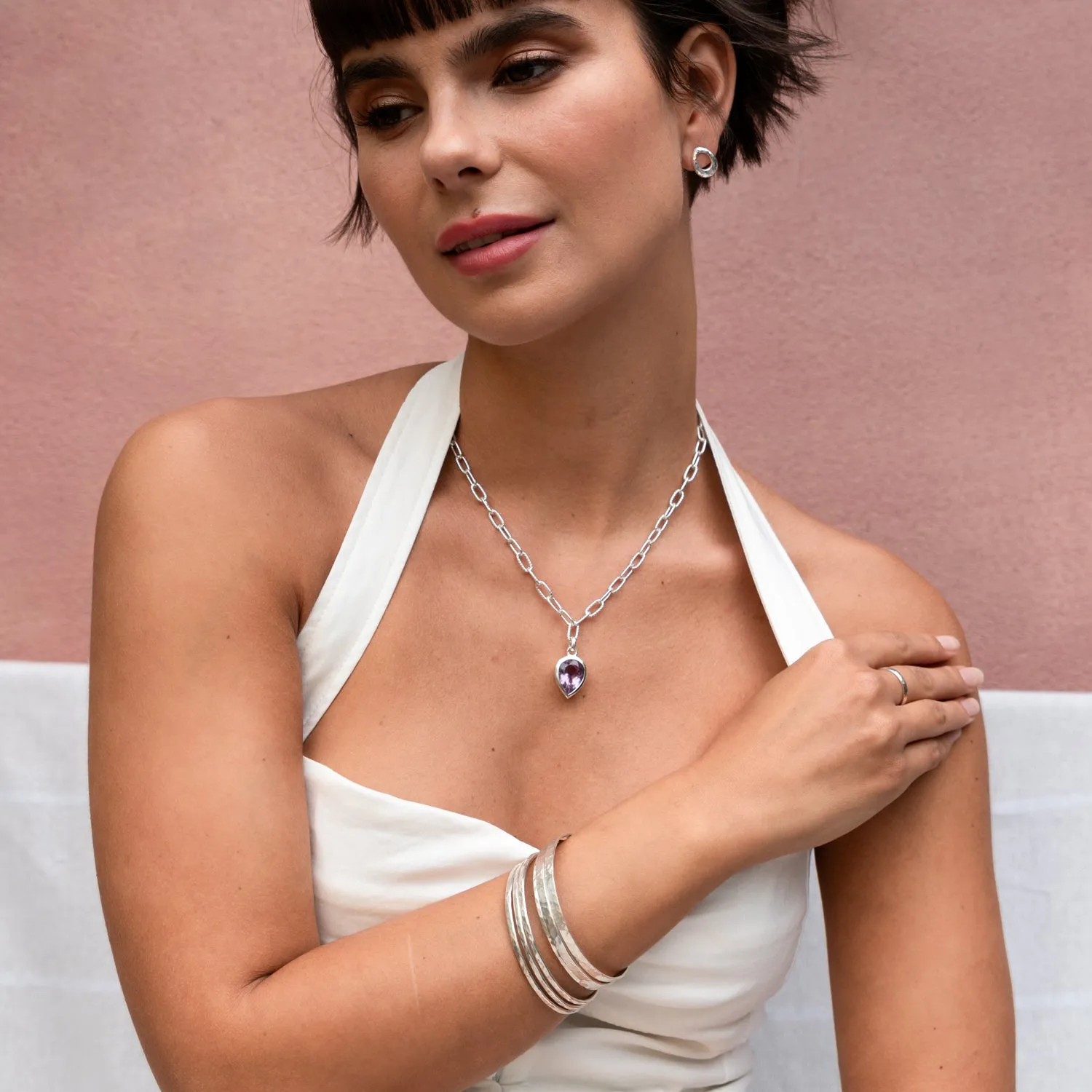 Large Pear Amethyst Array Pendant sold by Dower & Hall product image thumbnail 4