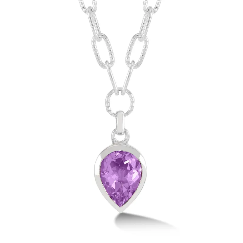 Large Pear Amethyst Array Pendant sold by Dower & Hall