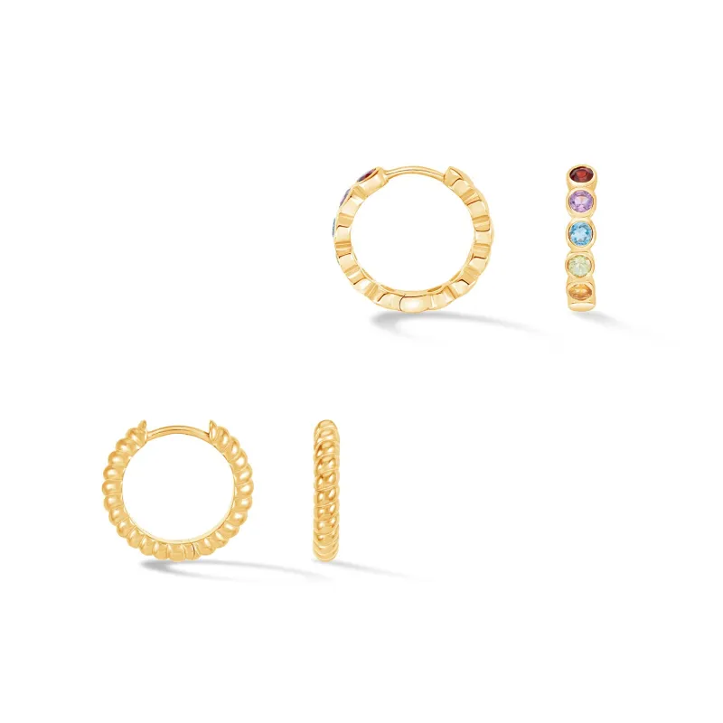 Tutti Frutti & Twist Huggie Hoops Set made by Dower & Hall