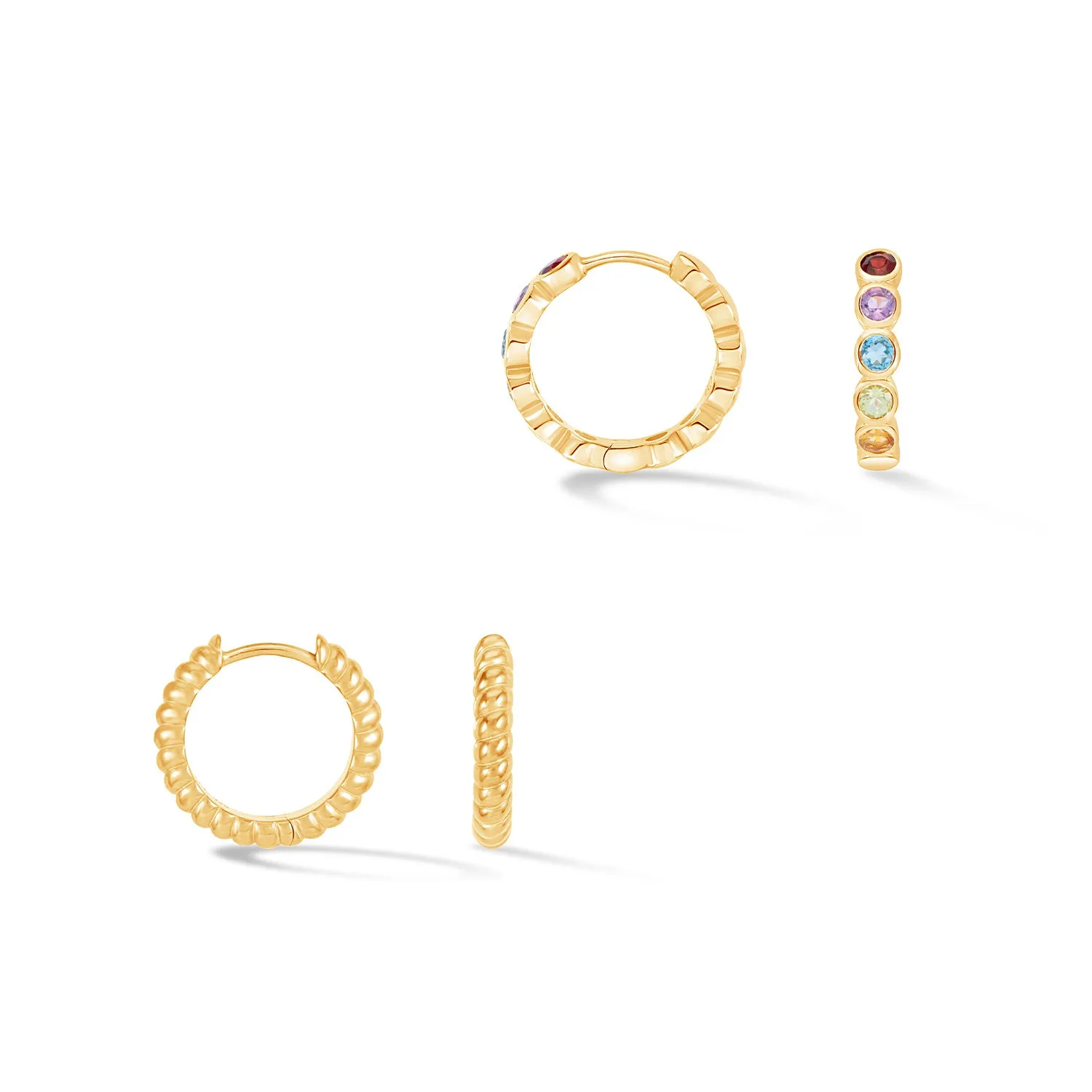 Tutti Frutti & Twist Huggie Hoops Set sold by Dower & Hall