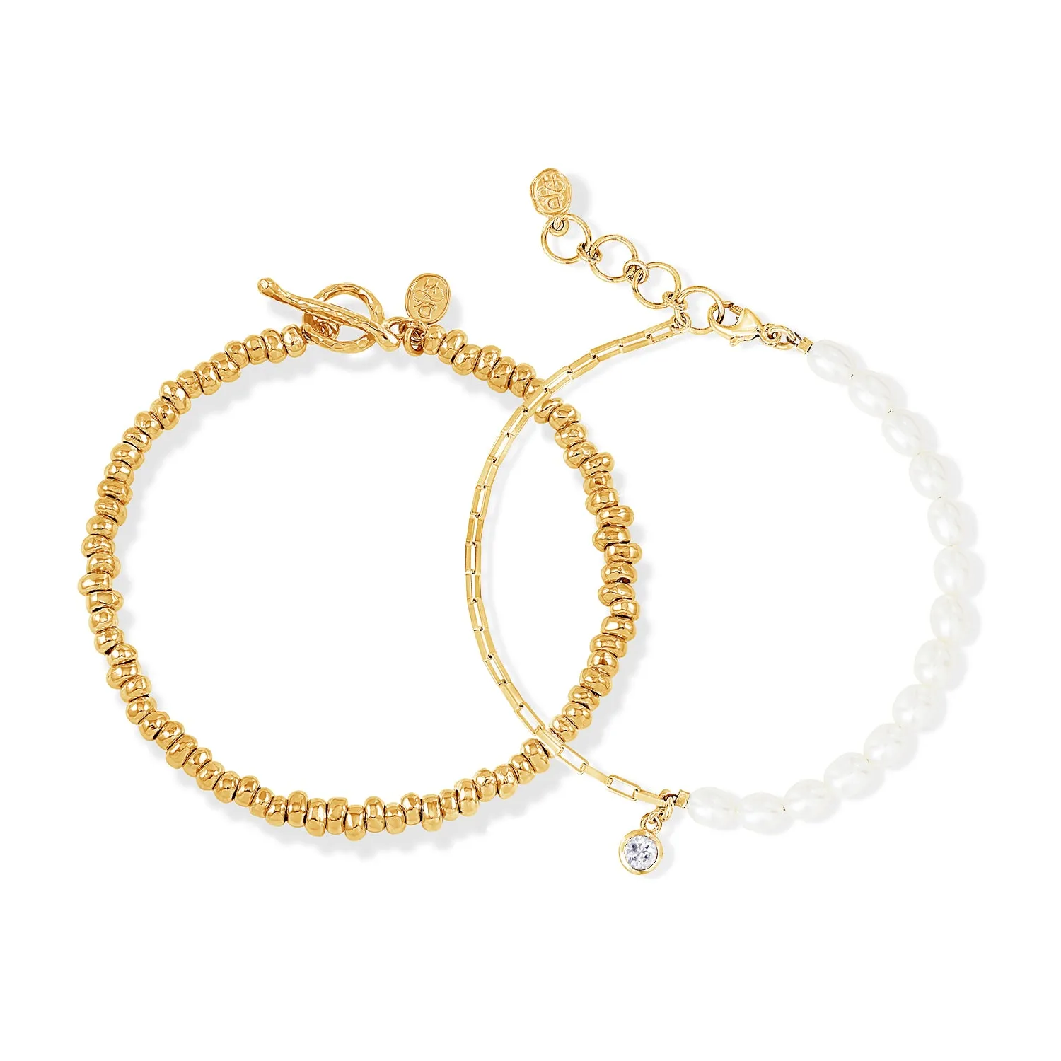 Nomad Nuggets & Pearl Bracelet Stack sold by Dower & Hall