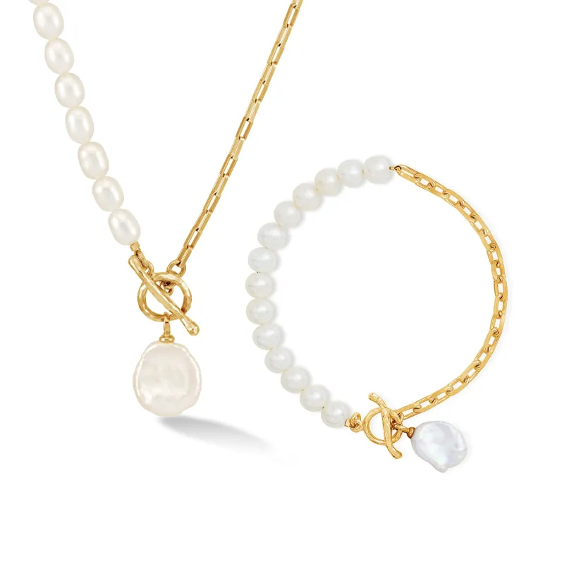 Timeless Keshi Pearl Necklace & Bracelet Set sold by Dower & Hall