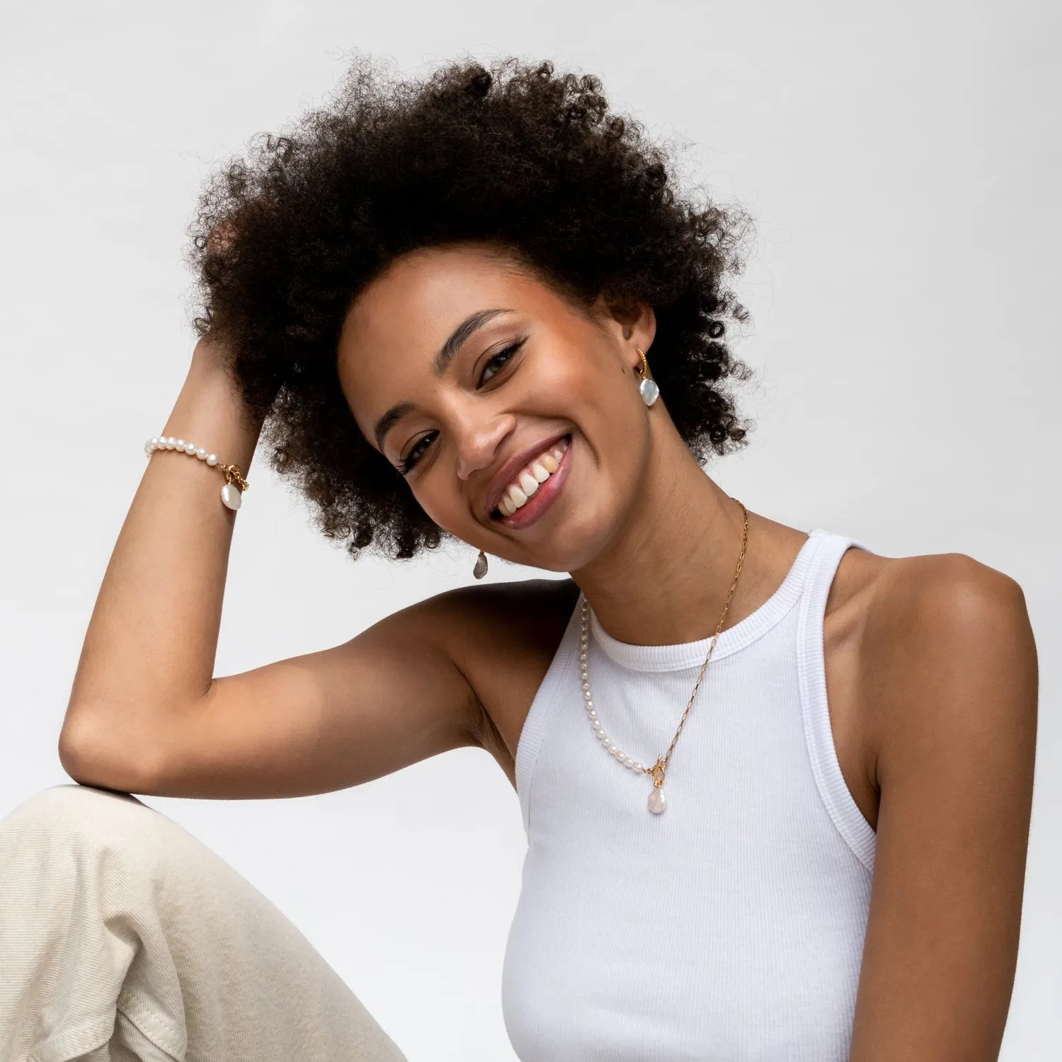 Timeless Keshi Pearl Necklace & Bracelet Set sold by Dower & Hall product image thumbnail 4