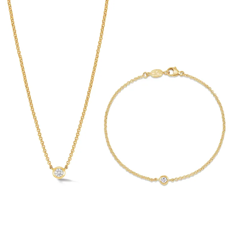 White Sapphire Dewdrop Necklace and Bracelet Set sold by Dower & Hall