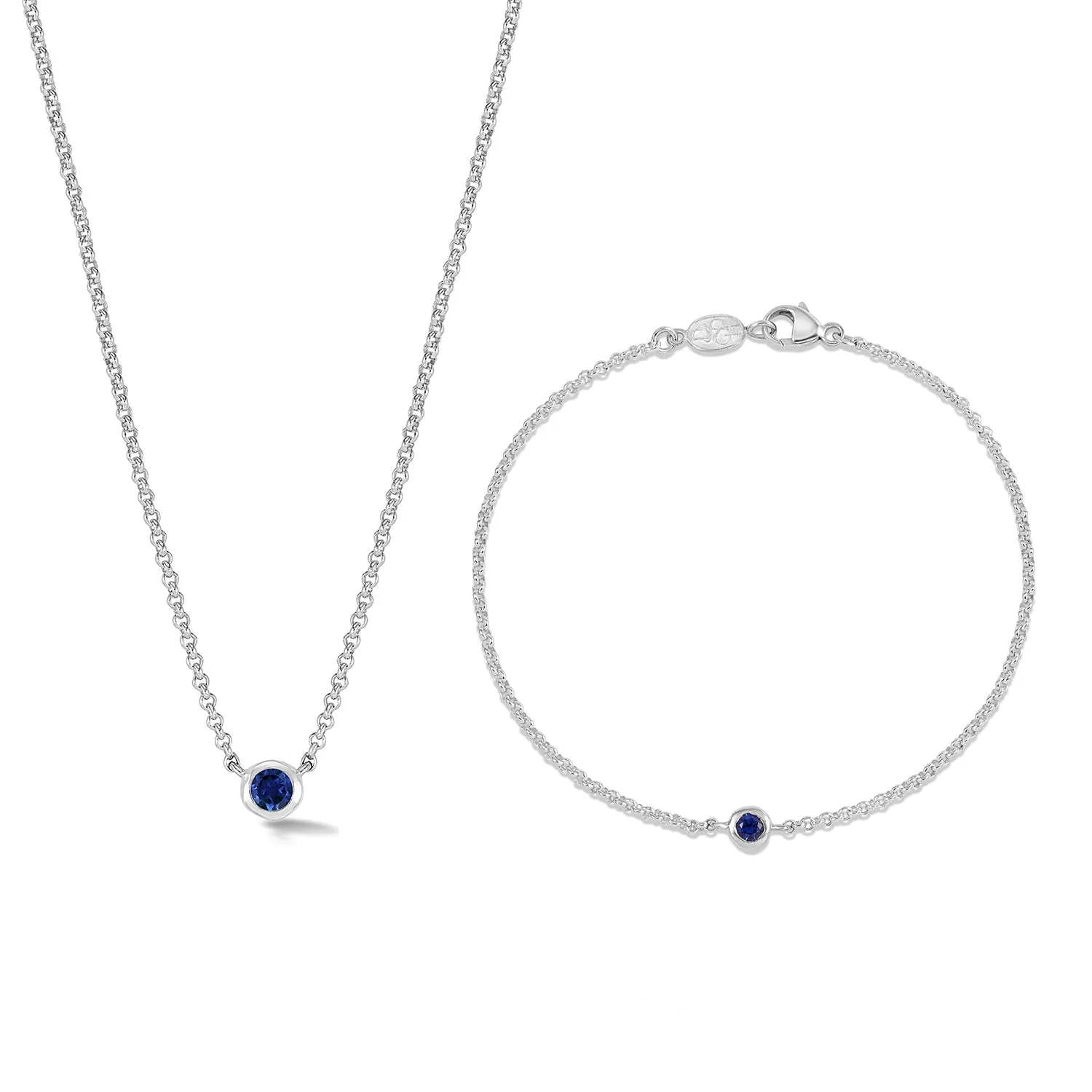 Blue Sapphire Dewdrop Necklace and Bracelet Set sold by Dower & Hall