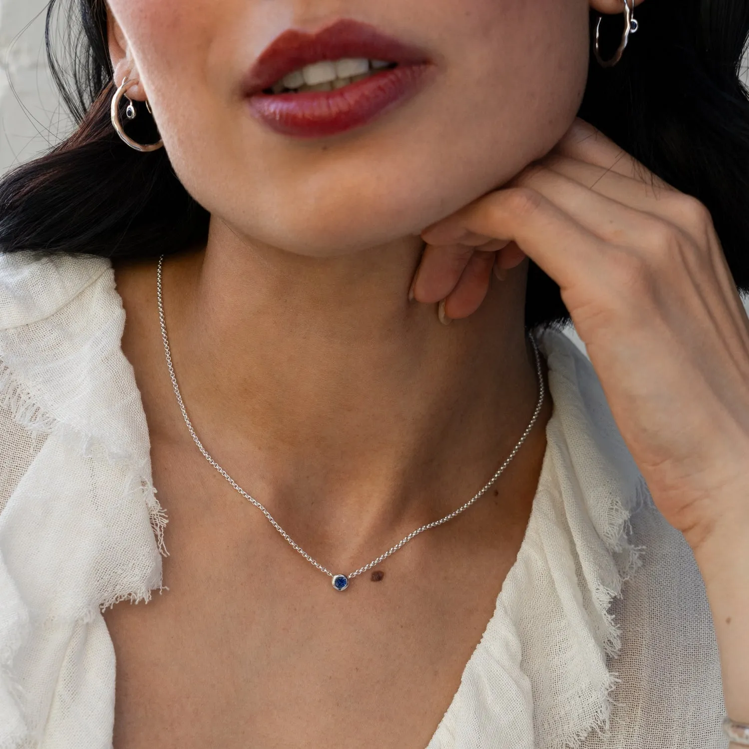 Blue Sapphire Dewdrop Necklace and Bracelet Set sold by Dower & Hall product image thumbnail 2