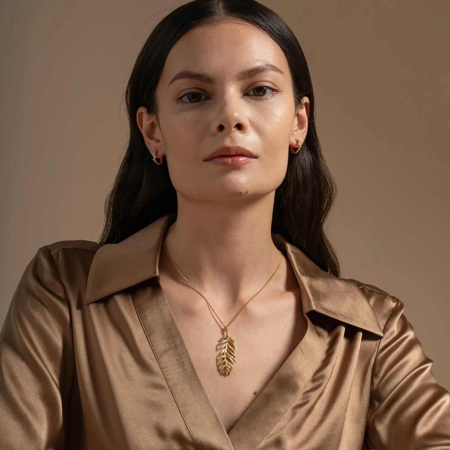 18k Large Peacock Feather Diamond Pendant - 0.33CT sold by Dower & Hall product image thumbnail 4