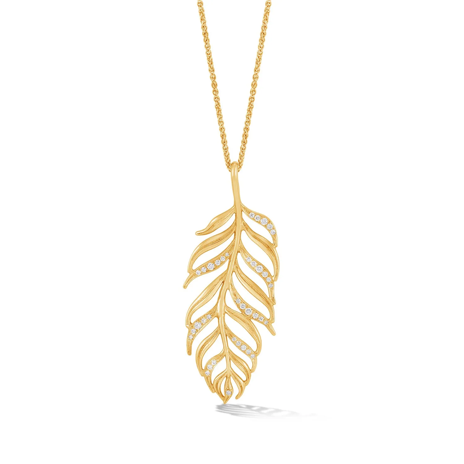 18k Large Peacock Feather Diamond Pendant - 0.33CT sold by Dower & Hall