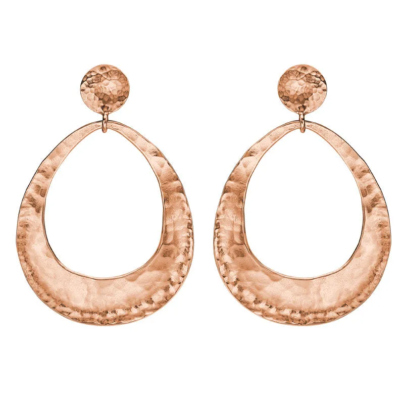 Large Hammered Round Open Drop Nomad Earrings sold by Dower & Hall