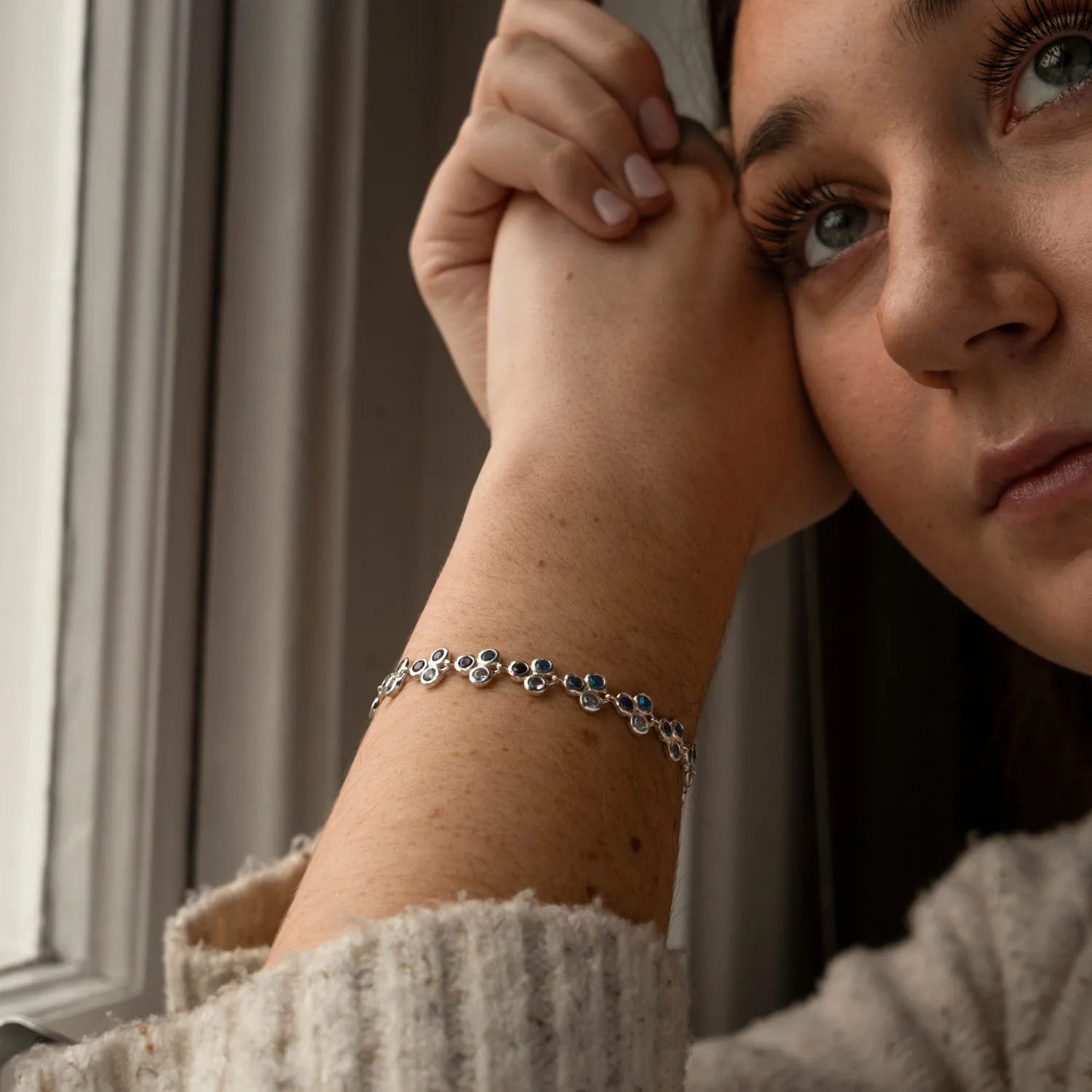 'Blues' Trio Array Line Bracelet sold by Dower & Hall product image thumbnail 3