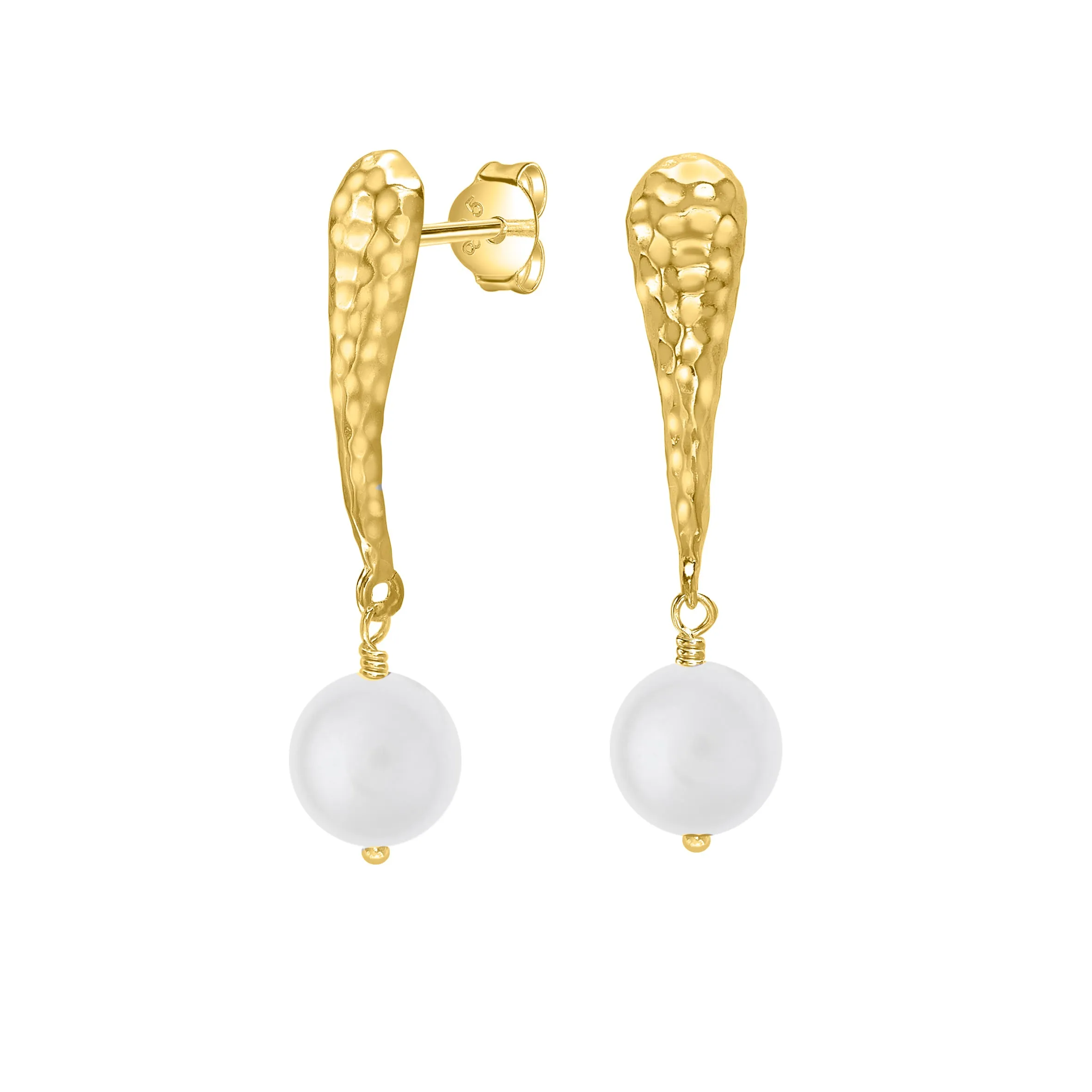 10mm White Freshwater Pearl Teardrop Drop Earrings sold by Dower & Hall product image thumbnail 4