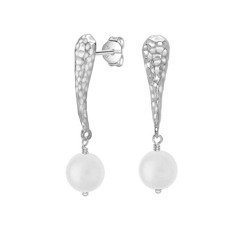 10mm White Freshwater Pearl Teardrop Drop Earrings sold by Dower & Hall