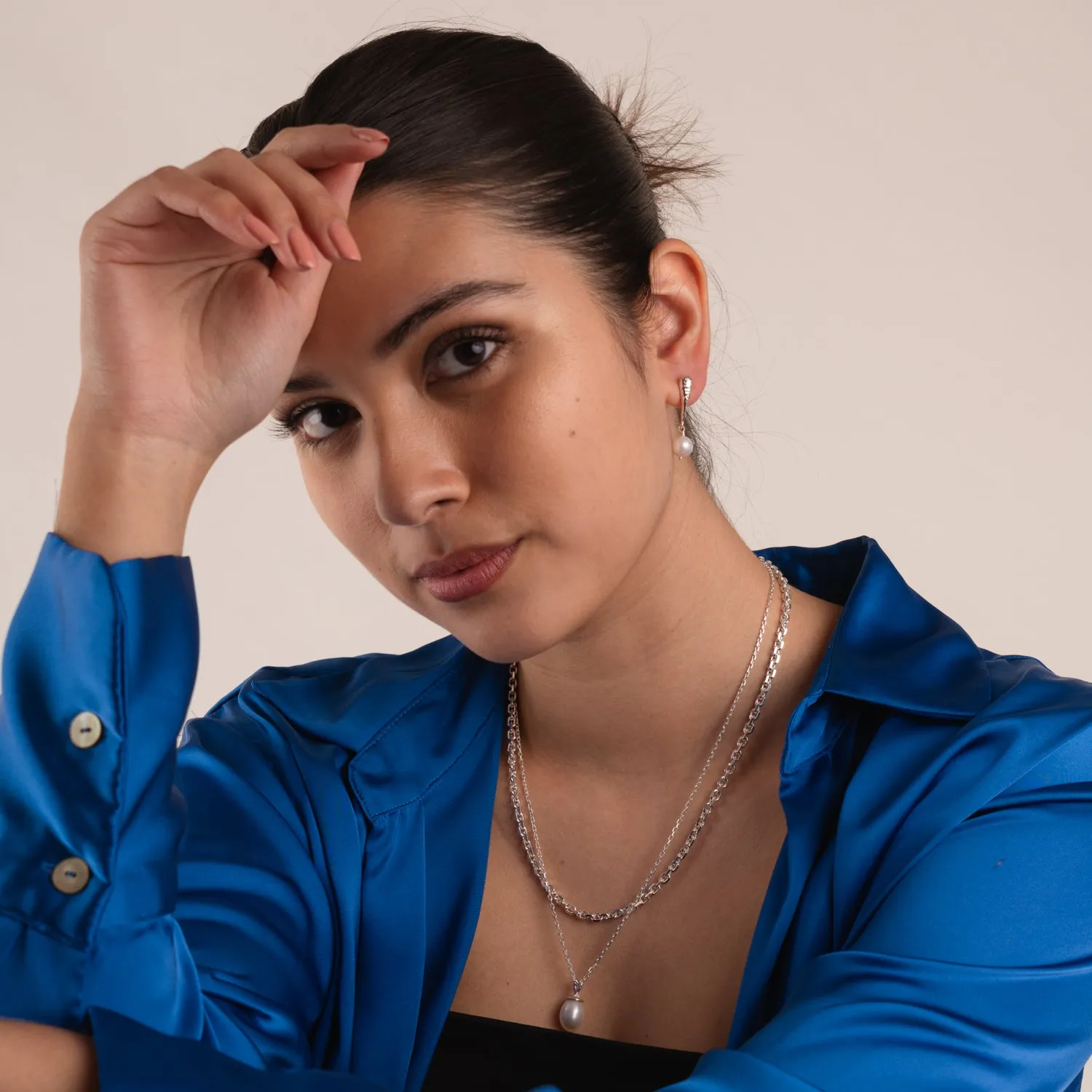 10mm White Freshwater Pearl Teardrop Drop Earrings sold by Dower & Hall product image thumbnail 3