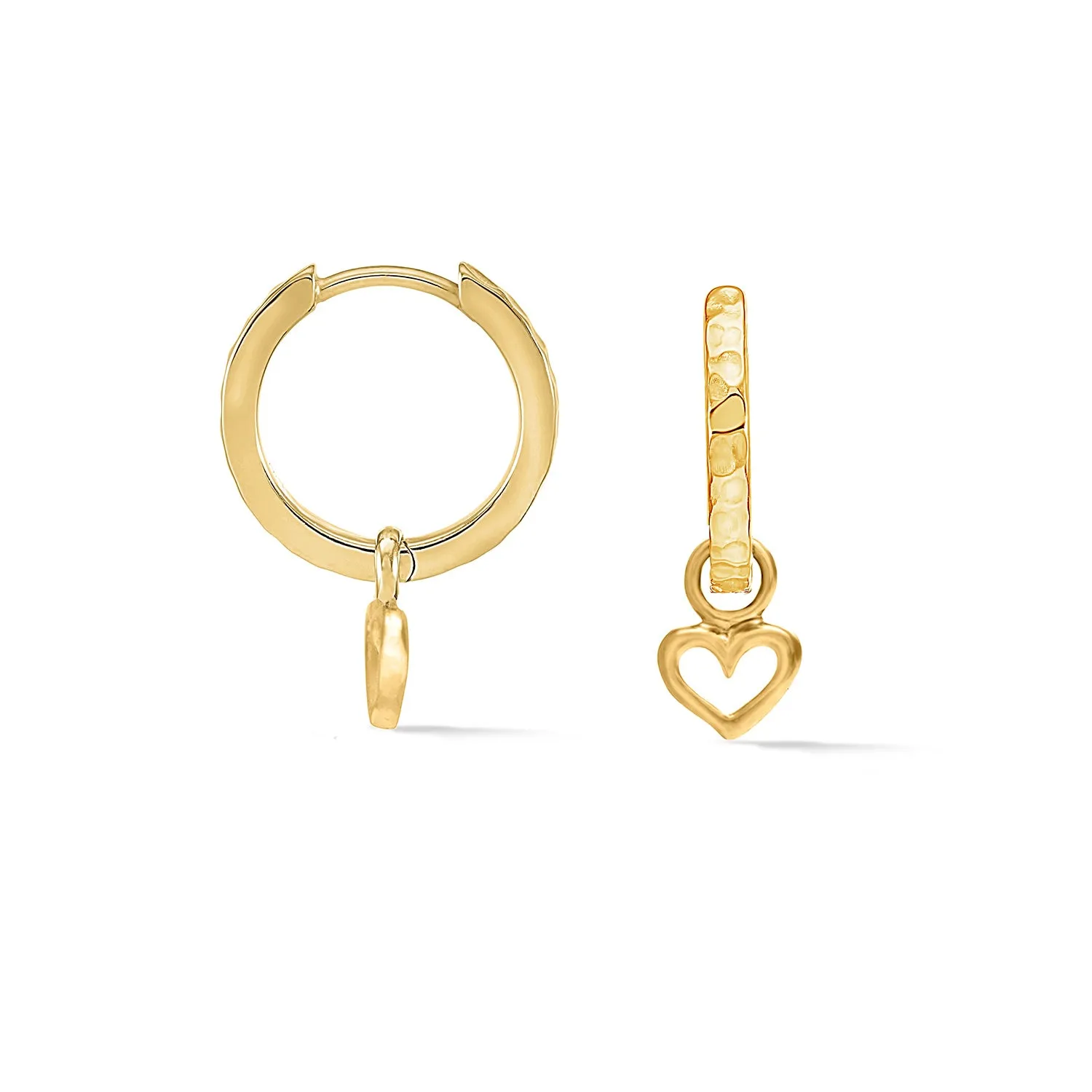 Hammered Heart Charm Huggie Hoops sold by Dower & Hall product image thumbnail 4
