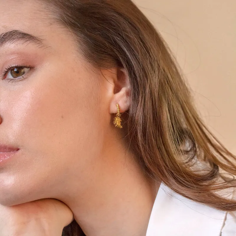 Feather Charm Huggie Hoops sold by Dower & Hall product image thumbnail 2