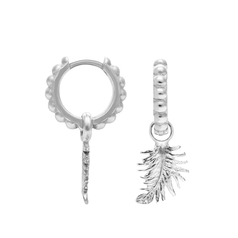 Feather Charm Huggie Hoops sold by Dower & Hall product image thumbnail 4