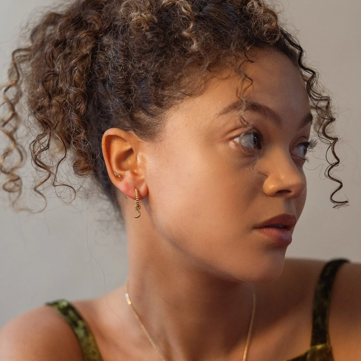 Dotty Moon Charm Huggie Hoops sold by Dower & Hall product image thumbnail 3