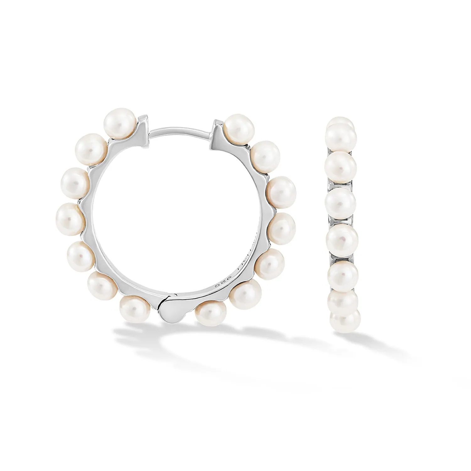 Large Timeless Pearl Huggie Hoops sold by Dower & Hall