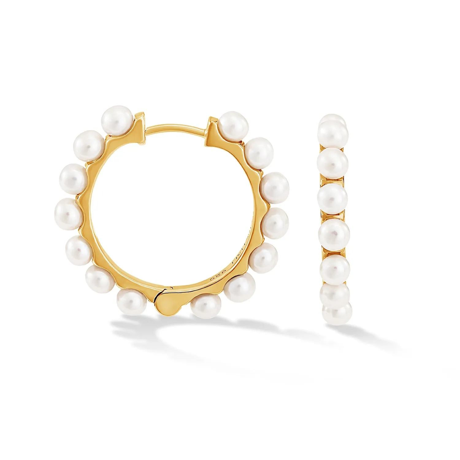 Large Timeless Pearl Huggie Hoops sold by Dower & Hall product image thumbnail 5