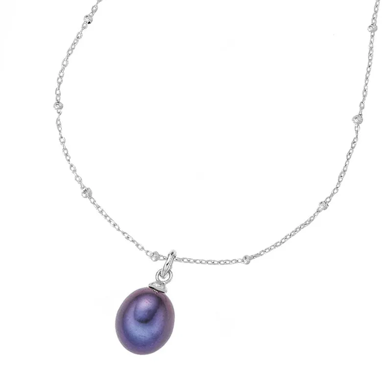 Timeless Adjustable 8mm Oval Peacock Pearl Pendant sold by Dower & Hall