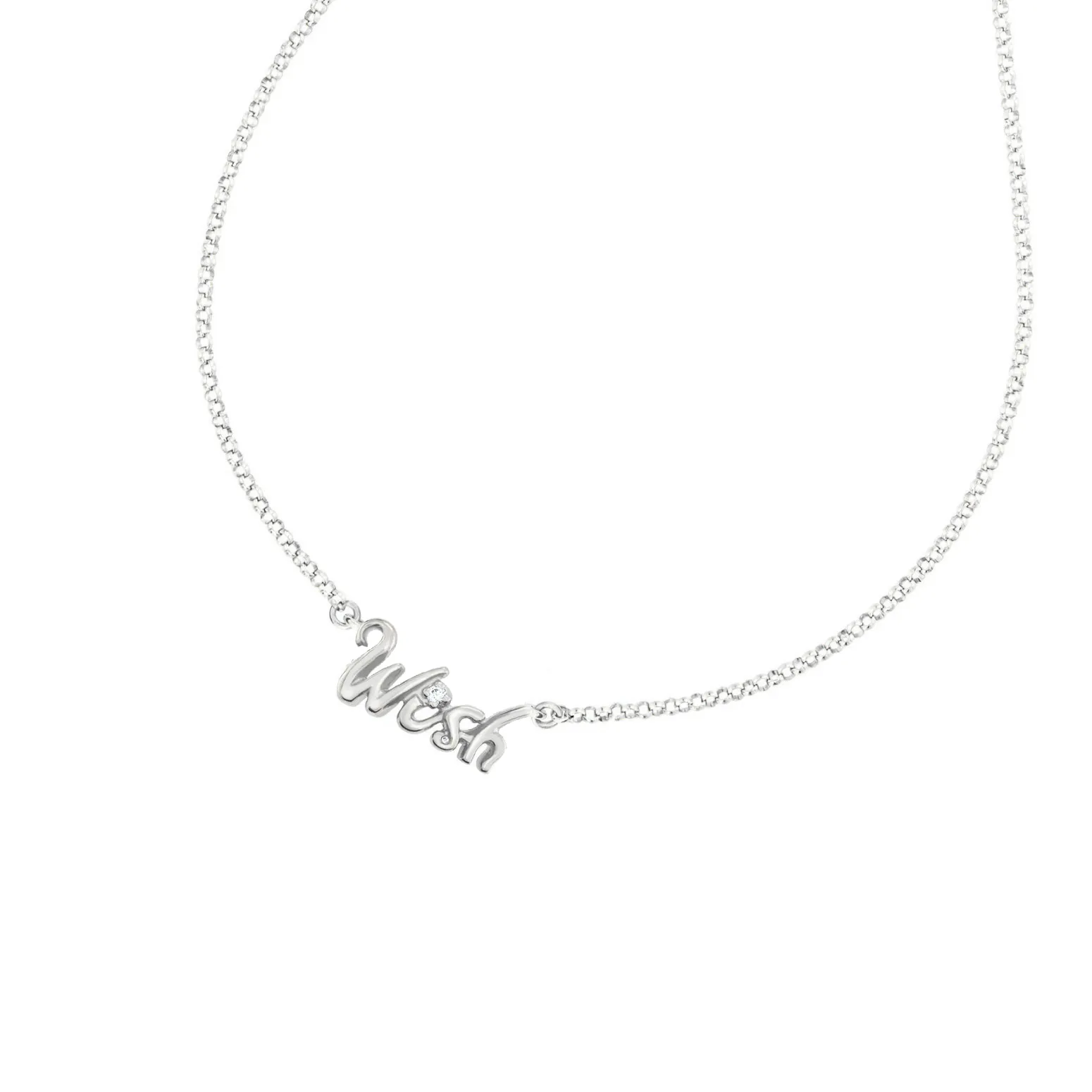 'Wish' White Sapphire Luscious Letters Pendant sold by Dower & Hall