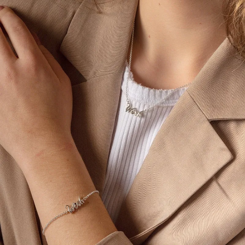 'Wish' White Sapphire Luscious Letters Pendant sold by Dower & Hall product image thumbnail 4