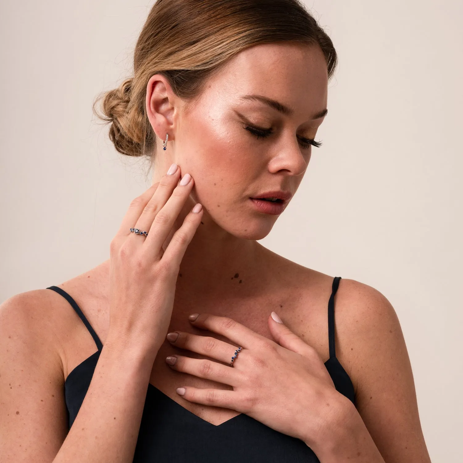 14k Stargazer Narrative Ring with Blue Sapphire sold by Dower & Hall product image thumbnail 3