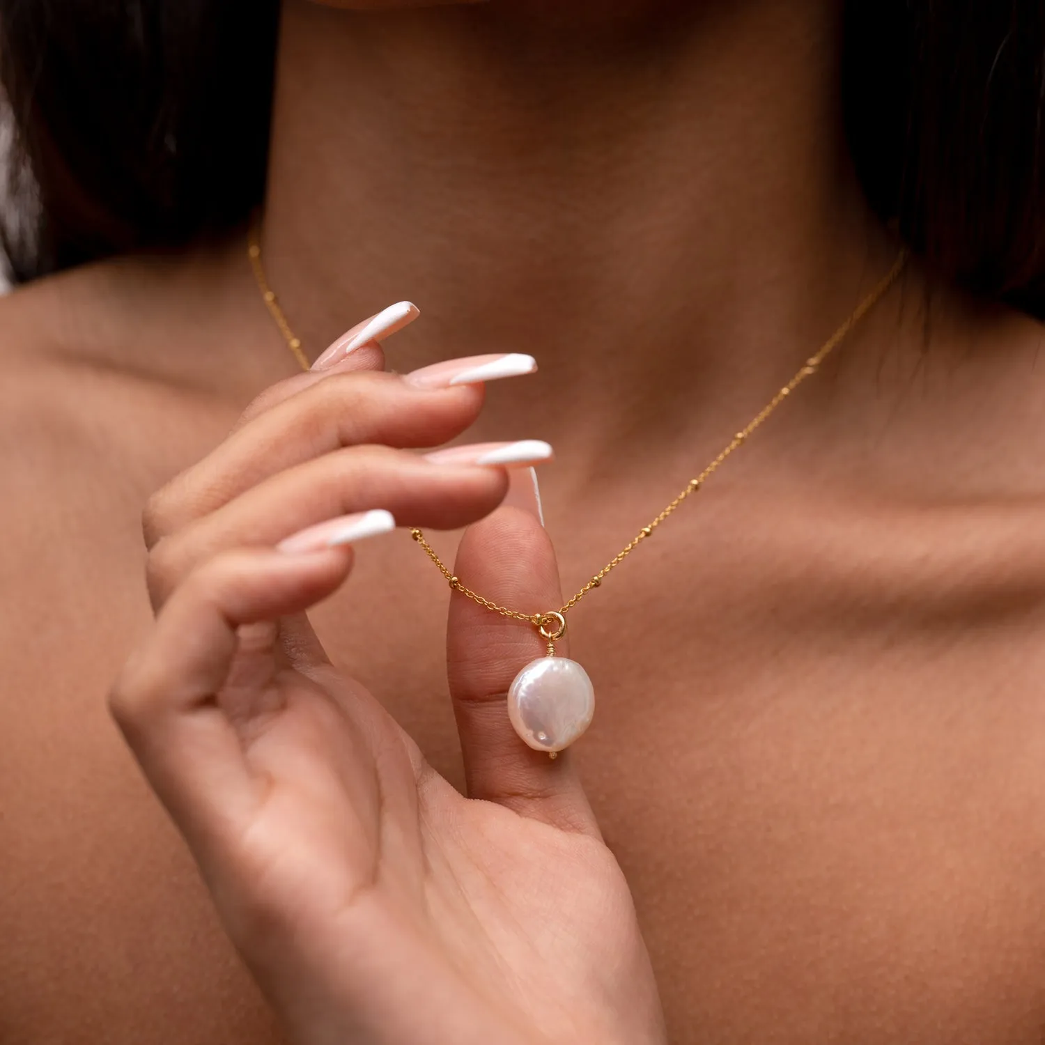 White Biwa Pearl Pendant sold by Dower & Hall product image thumbnail 2