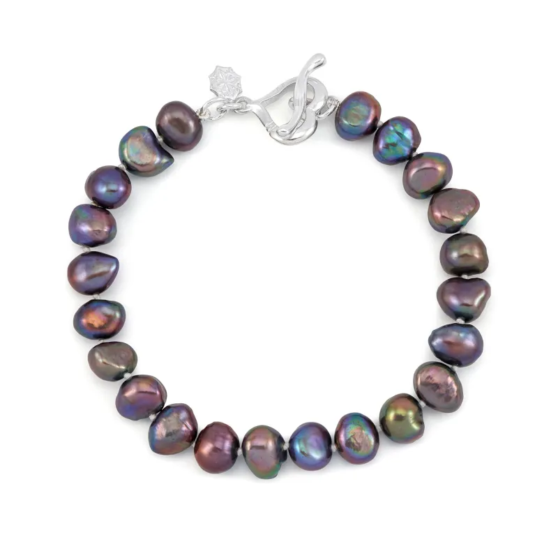 10mm Baroque Peacock Pearl Bracelet sold by Dower & Hall