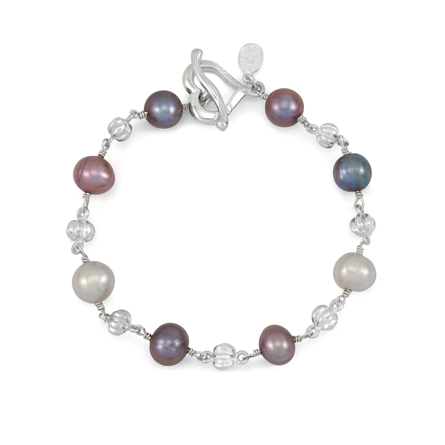 Pumpkin Bead & Mixed Grey Pearl Bracelet sold by Dower & Hall